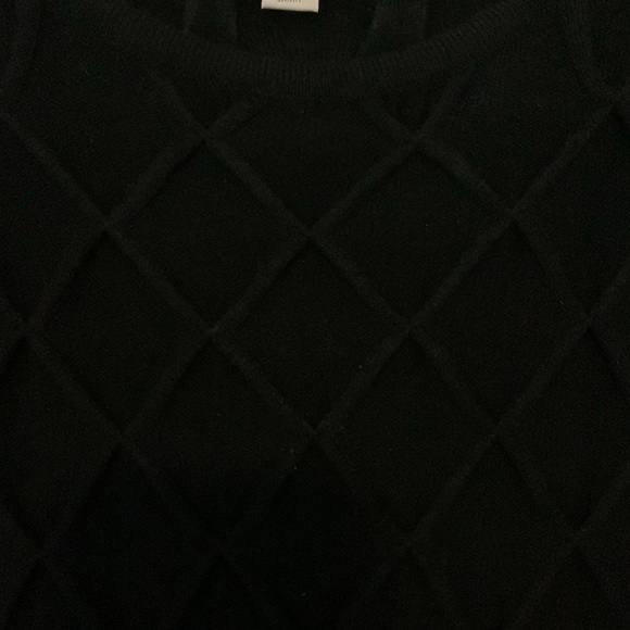 Black knit dress with smocking on the bodice, knee length - Picture 3 of 3